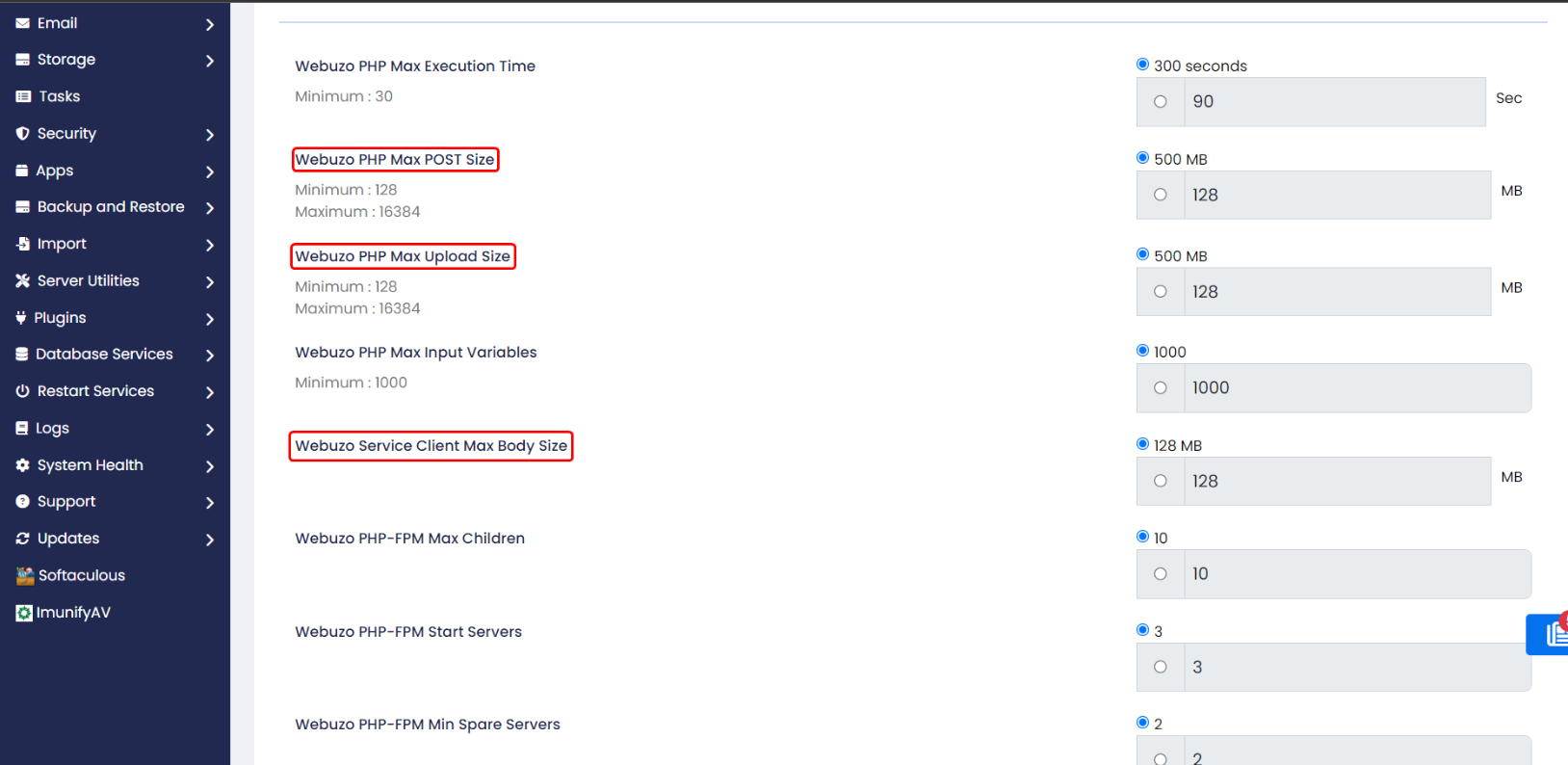 webuzo-increase-sql-upload-size webuzo-increase-sql-upload-size